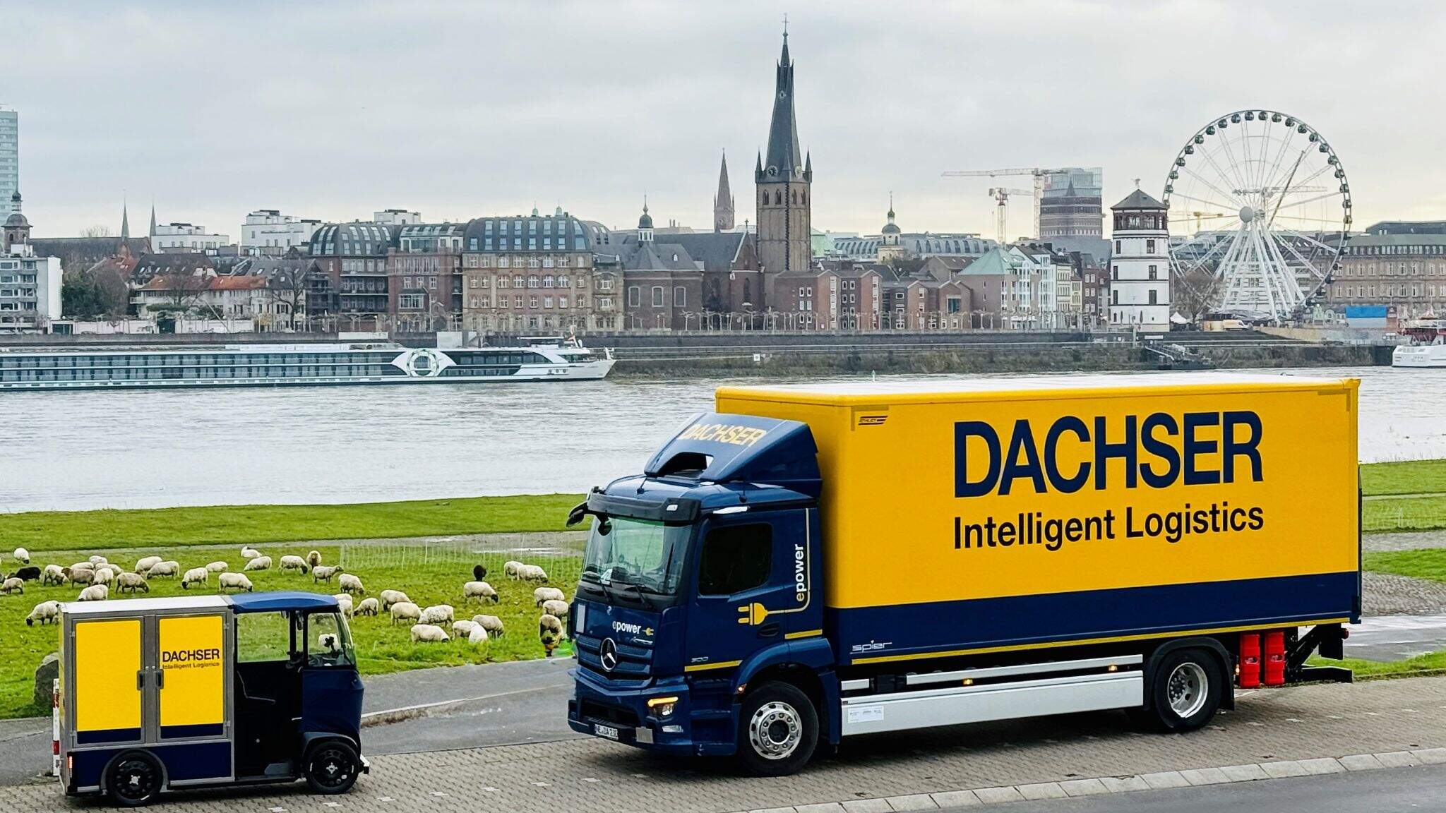 F&uuml;nf Postleitzahlengebiete in der Innenstadt D&uuml;sseldorfs werden ausschlie&szlig;lich mit E-Lkw und Lastenrad bedient